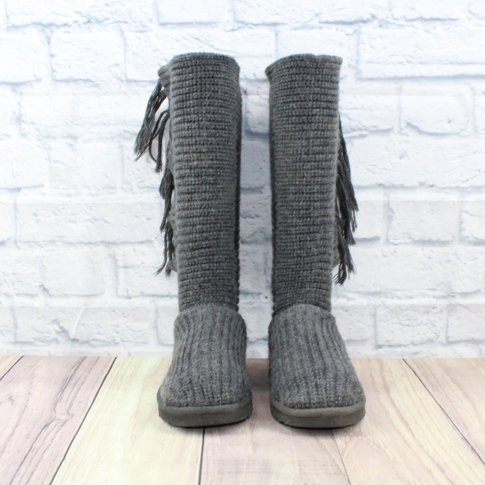 UGG Australia Gray Knit Sweater Classic Cardy Tall Boots Size US 7 - Picture 4 of 12